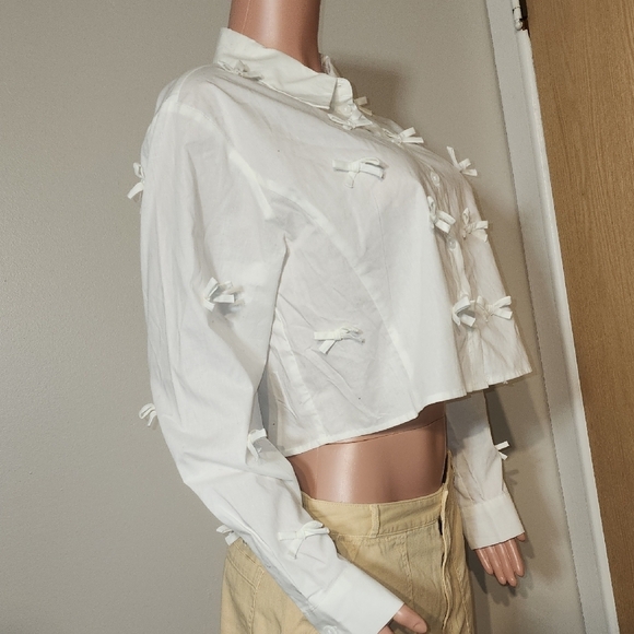 Wild Fable White Crop Embellished Top - Picture 7 of 10
